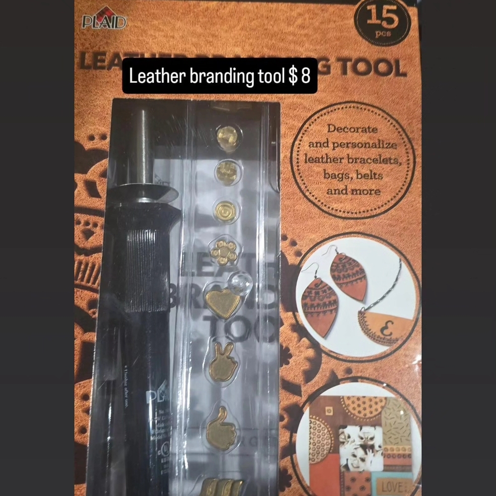 Plaid Leather Branding Tool Set - Black with Gold Tips